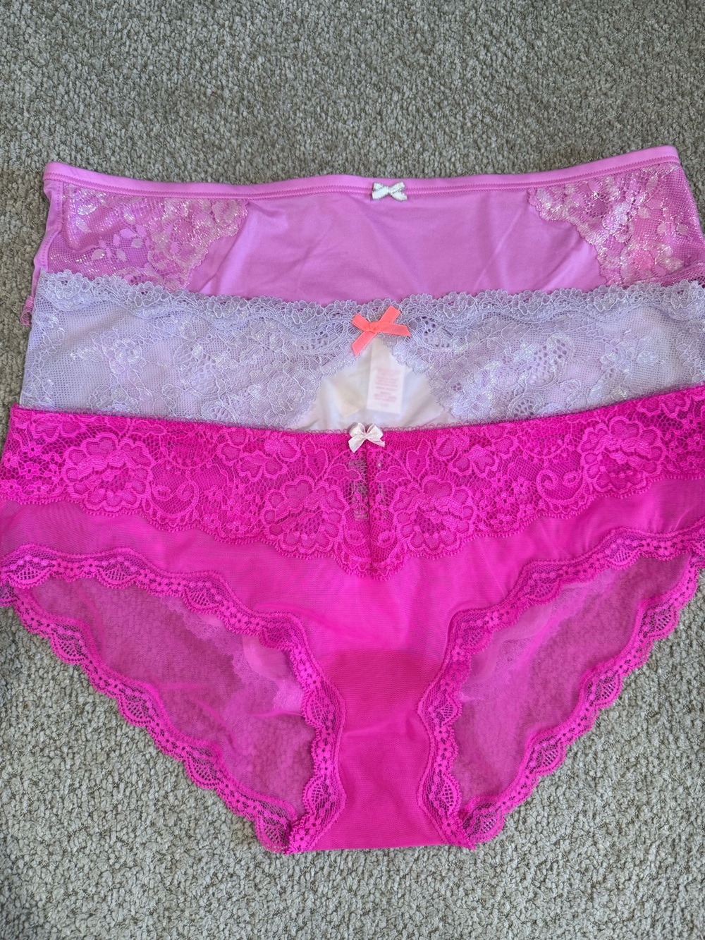 Victoria's Secret Lace Bikini Panty Set - Hot Pink, Light Pink, Lavender